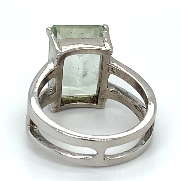 Prasiolite 6.65ct Platinum Finish Solid 925 Sterling Silver Ring - Picture 4 of 6